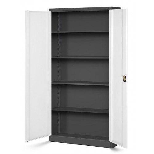 JAN NOWAK - Kovová policová skříň JANA se zámkem - antracit/bílá - rozměr 185x90 cm 