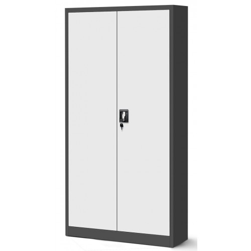 JAN NOWAK - Kovová policová skříň JANA se zámkem - antracit/bílá - rozměr 185x90 cm 