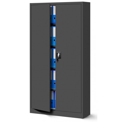 JAN NOWAK - Kovová policová skříň JANA se zámkem - antracit - rozměr 185x90 cm 