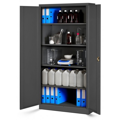 JAN NOWAK - Kovová policová skříň JANA se zámkem - antracit - rozměr 185x90 cm 