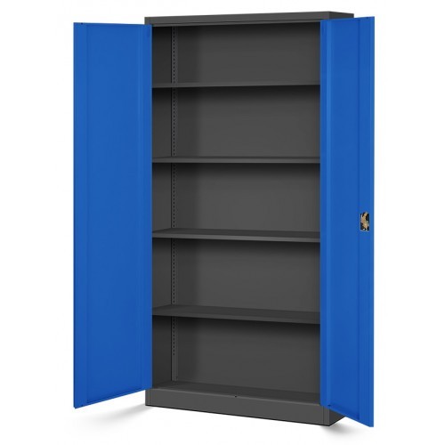 JAN NOWAK - Kovová policová skříň JANA se zámkem - antracit/modrá - rozměr 185x90 cm 
