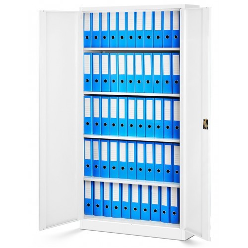 JAN NOWAK - Kovová policová skříň JANA se zámkem - bílá - rozměr 185x90 cm 