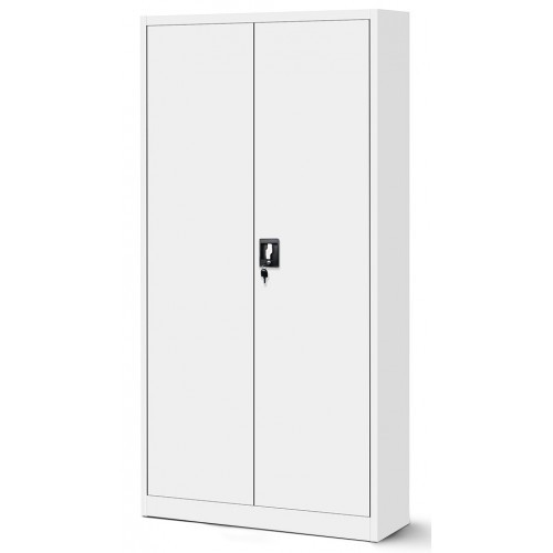 JAN NOWAK - Kovová policová skříň JANA se zámkem - bílá - rozměr 185x90 cm 
