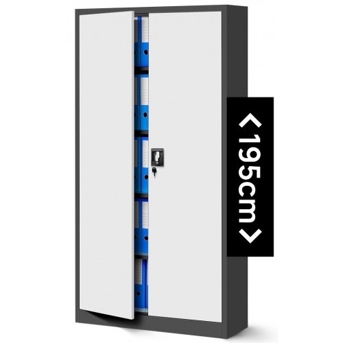 JAN NOWAK - Kovová policová skříň se zámkem  JANH eco - antracit/bílá  - rozměr 195x90 cm 