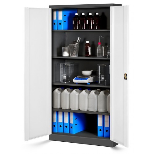 JAN NOWAK - Kovová policová skříň se zámkem  JANH eco - antracit/bílá  - rozměr 195x90 cm 