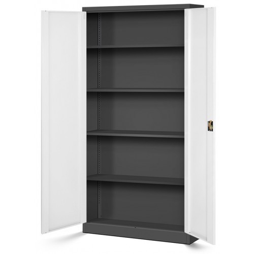 JAN NOWAK - Kovová policová skříň se zámkem  JANH eco - antracit/bílá  - rozměr 195x90 cm 