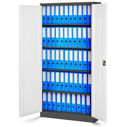 JAN NOWAK - Kovová policová skříň se zámkem  JANH eco - antracit/bílá  - rozměr 195x90 cm 