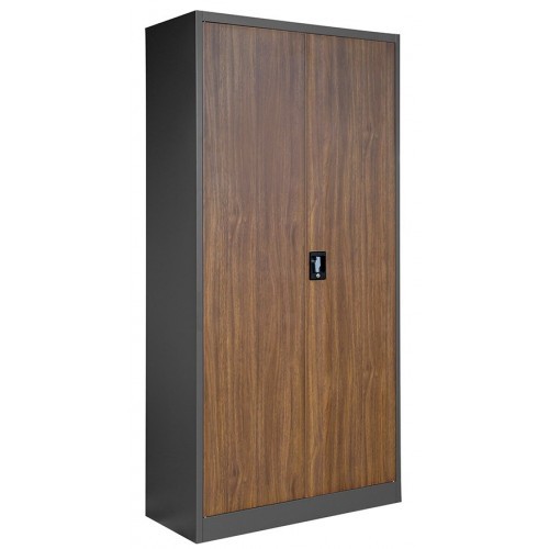 JAN NOWAK - Kovová policová skříň se zámkem  JANH eco - antracit/ořech- rozměr 195x90 cm 