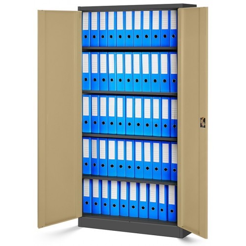 JAN NOWAK - Kovová policová skříň se zámkem  JANH eco - antracit/ořech- rozměr 195x90 cm 