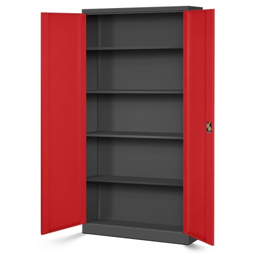 JAN NOWAK - Kovová policová skříň se zámkem  JANH eco - antracit/červená - rozměr 195x90 cm 