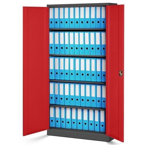 JAN NOWAK - Kovová policová skříň se zámkem  JANH eco - antracit/červená - rozměr 195x90 cm 