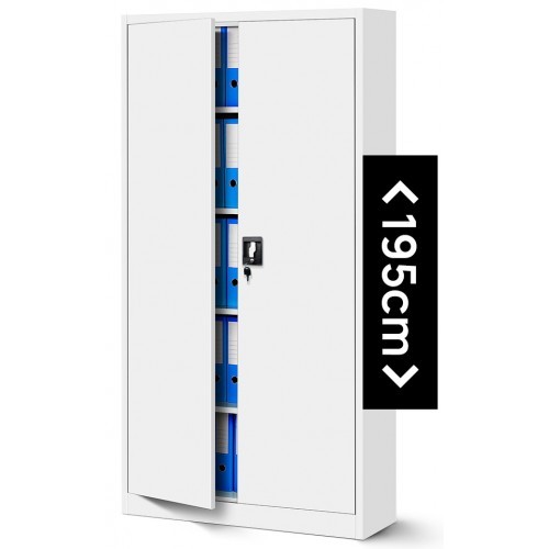 JAN NOWAK - Kovová policová skříň se zámkem  JANH eco - bílá- rozměr 195x90 cm 