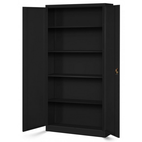 JAN NOWAK - Kovová policová skříň se zámkem  JANH eco - černá - rozměr 195x90 cm 