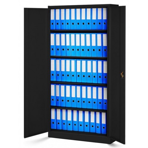 JAN NOWAK - Kovová policová skříň se zámkem  JANH eco - černá - rozměr 195x90 cm 