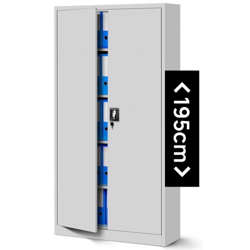 JAN NOWAK - Kovová policová skříň se zámkem  JANH eco - šedá  - rozměr 195x90 cm 