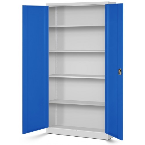 JAN NOWAK - Kovová policová skříň se zámkem  JANH eco - šedá/modrá  - rozměr 195x90 cm 