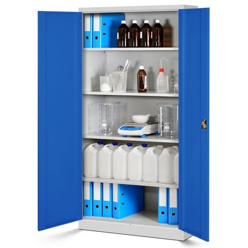 JAN NOWAK - Kovová policová skříň se zámkem  JANH eco - šedá/modrá  - rozměr 195x90 cm 