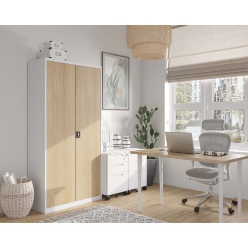 JAN NOWAK - Kovová policová skříň JANA se zámkem - antracit/bílá - rozměr 185x90 cm 