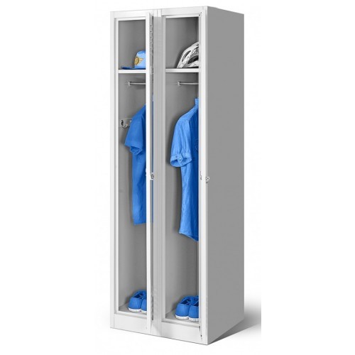 JAN NOWAK - Kovová šatní skříň KASPER 2  BHP - šedá- rozměr 180x60 cm 