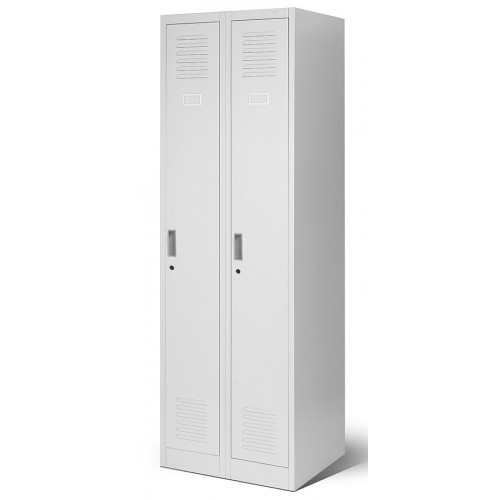 JAN NOWAK - Kovová šatní skříň KASPER 2  BHP - šedá- rozměr 180x60 cm 