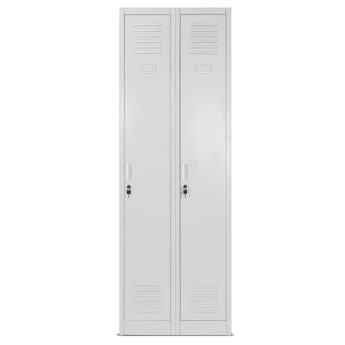 JAN NOWAK - Kovová šatní skříň KASPER 2  BHP - šedá- rozměr 180x60 cm 