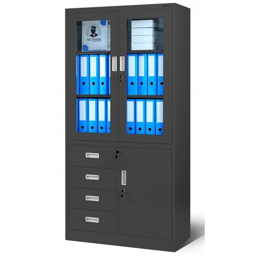 JAN NOWAK - Kovová kombinovaná skříň OLA se zámky- antracit - rozměr 185x90 cm 