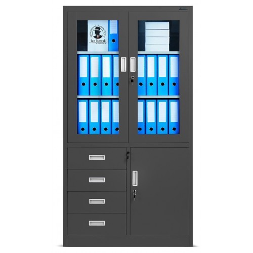 JAN NOWAK - Kovová kombinovaná skříň OLA se zámky- antracit - rozměr 185x90 cm 