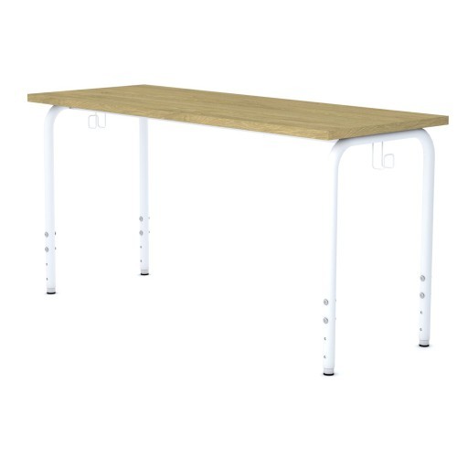 Školní lavice SIMPLE - výškově nastavitelná - pro 2 źáky - rozměr 130x50 cm - deska dub/podnož bílá
