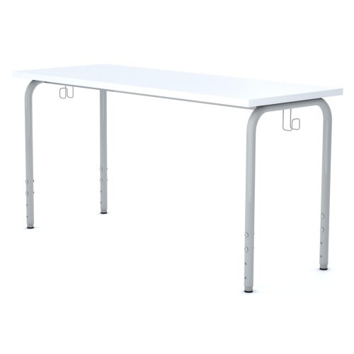 Školní lavice SIMPLE - výškově nastavitelná - pro 2 źáky - rozměr 130x50 cm - deska bílá/podnož šedá