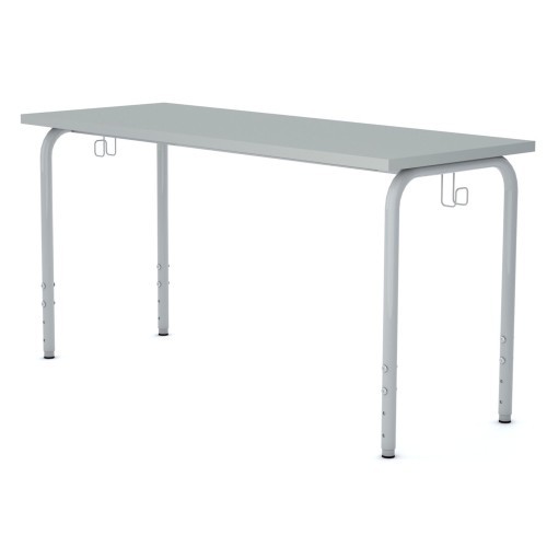 Školní lavice SIMPLE - výškově nastavitelná - pro 2 źáky - rozměr 130x50 cm - deska šedá/podnož šedá