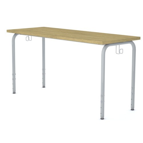 Školní lavice SIMPLE - výškově nastavitelná - pro 2 źáky - rozměr 130x50 cm - deska dub/podnož šedá