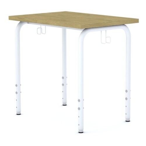 Školní lavice SIMPLE - výškově nastavitelná - pro 1 źáka - rozměr 70x50 cm - deska dub/podnož bílá