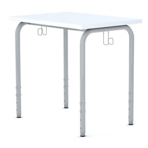 Školní lavice SIMPLE - výškově nastavitelná - pro 1 źáka - rozměr 70x50 cm - deska bílá/podnož šedá