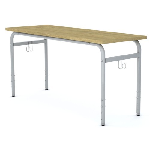 Školní lavice SOBRE- výškově nastavitelná - pro 2 źáky - rozměr 130x50 cm - deska dub/podnož šedá