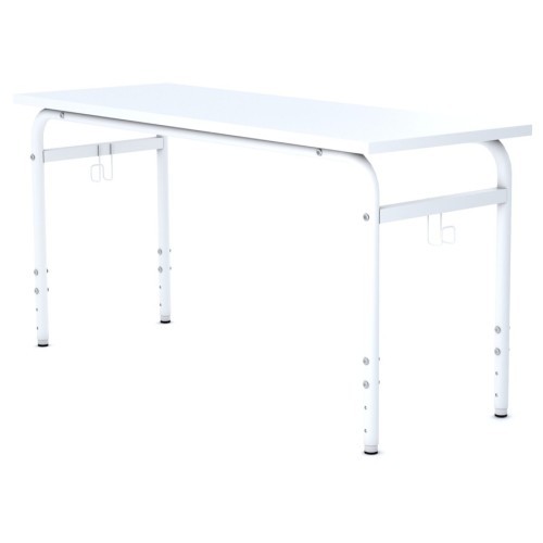 Školní lavice SOBRE- výškově nastavitelná - pro 2 źáky - rozměr 130x50 cm - deska bílá/podnož bílá
