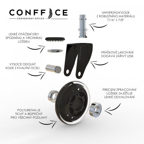 CONFFICE - kolečka ke kancelářským židlím a křeslům - sada 5 ks 