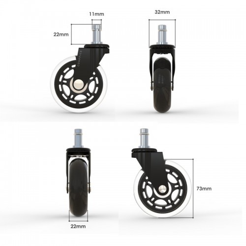 CONFFICE - kolečka ke kancelářským židlím a křeslům - sada 5 ks 
