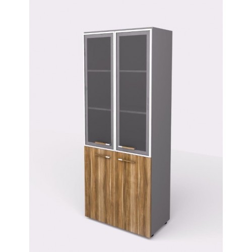 Kancelářská skříň policová kombinovaná se sklem WELS - výška 196,5 cm  - 104550