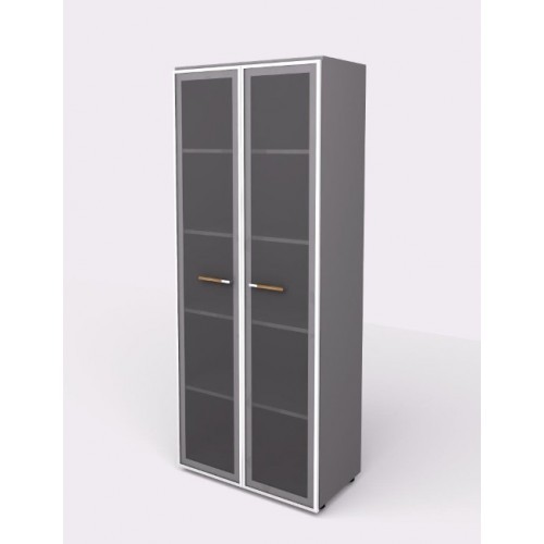 Kancelářská skříň policová se skleněnými dveřmi WELS - výška 196,5 cm  - 104815