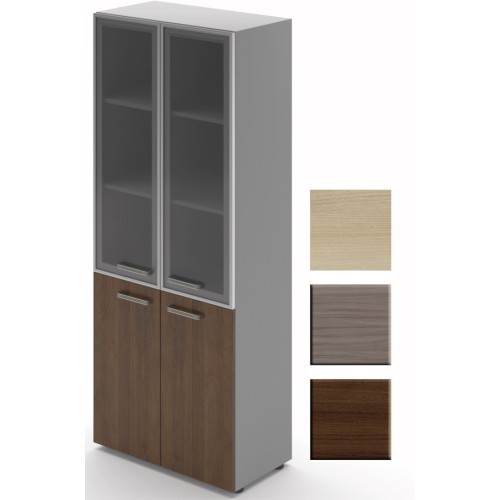 Kancelářská skříň policová kombinovaná se sklem WELS - výška 196,5 cm  - 104550