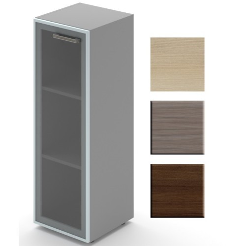 Kancelářská skříň policová prosklená WELS levá - výška 119,5 cm - 104832