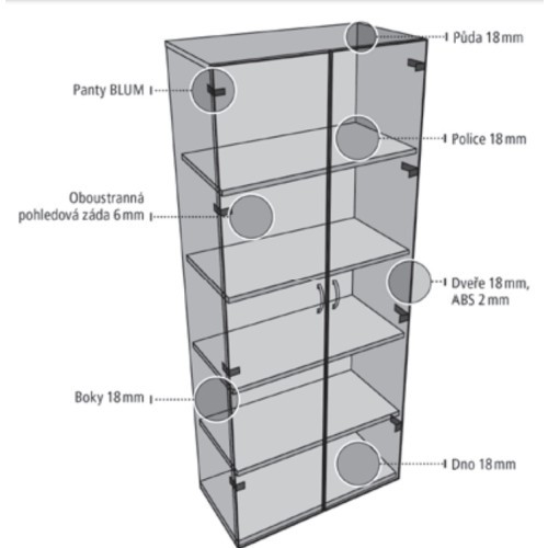 Policová otevřená skříň DRIVE D280 - výška 74 cm - šířka 80 cm 