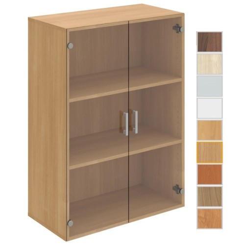 Policová skříň s dveřmi sklo DRIVE D38004 - výška 111 cm - šířka 80 cm 