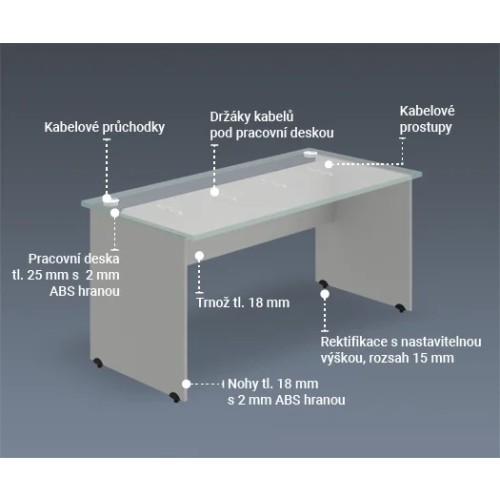 Kancelářský stůl OFFICE GATE GS1200 - rozměr 120x80 cm 