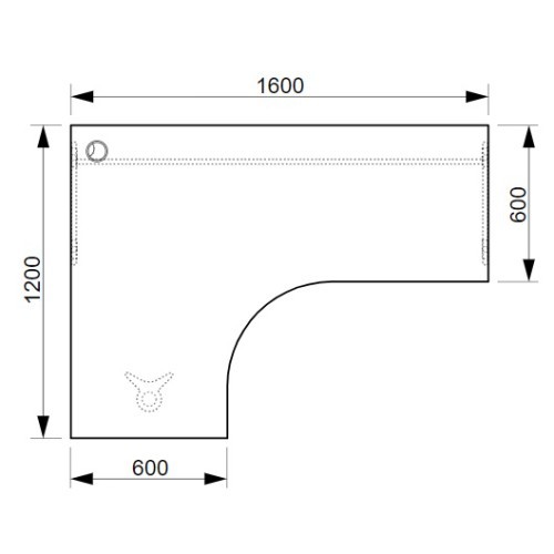 Rohový kancelářský stůl OFFICE GATE GE60P - rozměr 160x120 cm - pravý