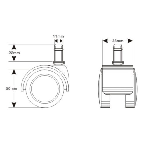 Náhradní kolečka kancelářské židle CT50121G- sada 5 ks - na tvrdé podlahy