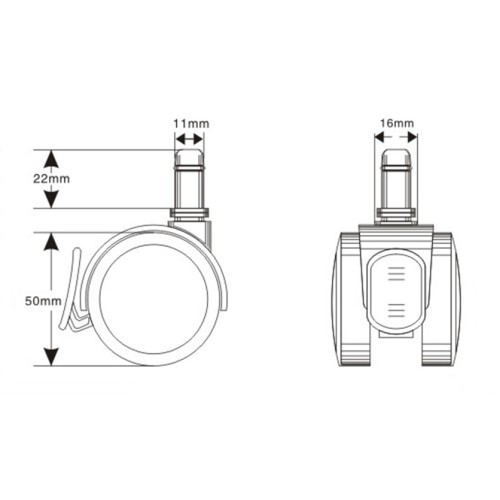 Náhradní kolečka kancelářské židle CT50156BH- sada 5 ks - na tvrdé podlahy - s brzdou