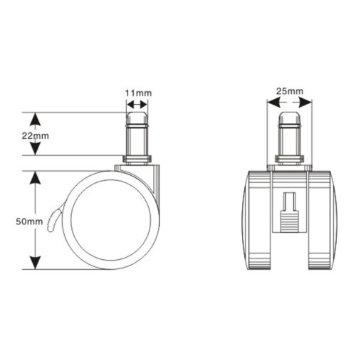 Náhradní kolečka kancelářské židle CT50181G- sada 5 ks - na tvrdé podlahy - s brzdou