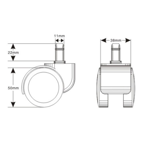 Náhradní kolečka kancelářské židle CT5061G- sada 5 ks - na tvrdé podlahy