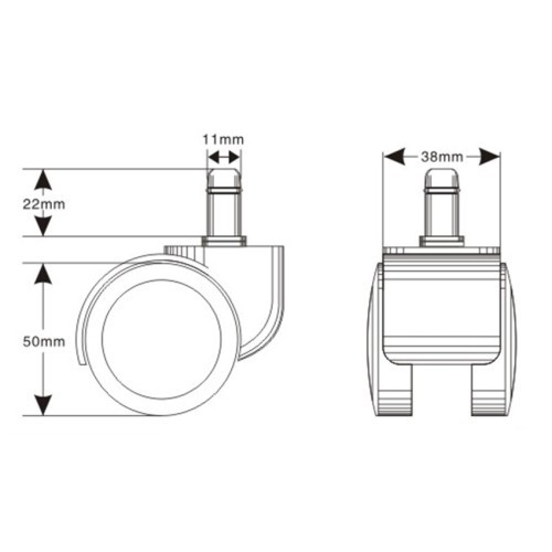 Náhradní kolečka kancelářské židle CT5071R- sada 5 ks - na tvrdé podlahy